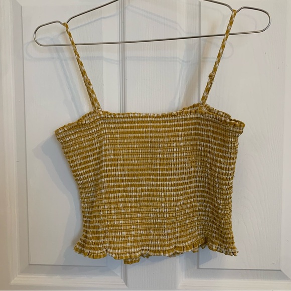 Yellow/White Smocked Crop Top - Picture 2 of 4